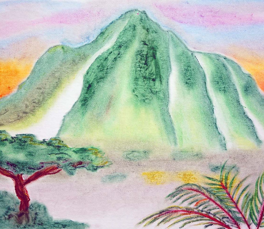 Fantasy Landscape - oil pastel by Emily Mujasato
